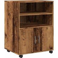 Berkfield Home Rolling Cabinet Old Wood 60x48x81 cm Engineered Wood in Brown | Size: 60 x 48 x 81 cm