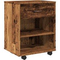 Berkfield Home Rolling Cabinet Old Wood 46x36x59 cm Engineered Wood in Brown | Size: 46 x 36 x 59 cm
