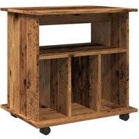 Berkfield Home Rolling Cabinet Old Wood 60x45x60 cm Engineered Wood in Brown | Size: 60 x 45 x 60 cm