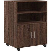 Berkfield Home Rolling Cabinet Brown Oak 60x48x81 cm Engineered Wood | Size: 60 x 48 x 81 cm