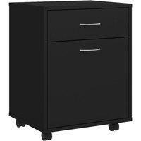 Berkfield Home Rolling Cabinet Black 45x38x54 cm Engineered Wood | Size: 45 x 38 x 54 cm