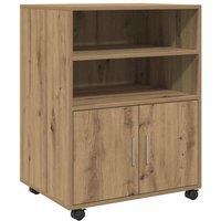 Berkfield Home Rolling Cabinet Artisian Oak 60x48x81 cm Engineered Wood in Brown | Size: 60 x 48 x 81 cm