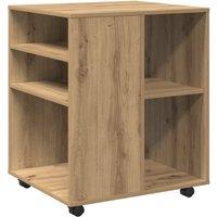 Berkfield Home Rolling Cabinet Artisan Oak 60x53x72 cm Engineered Wood in Brown | Size: 60 x 53 x 72 cm