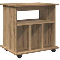 Berkfield Home Rolling Cabinet Artisan Oak 60x45x60 cm Engineered Wood in Brown | Size: 60 x 45 x 60 cm