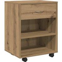 Berkfield Home Rolling Cabinet Artisan Oak 46x36x59 cm Engineered Wood in Brown | Size: 46 x 36 x 59 cm