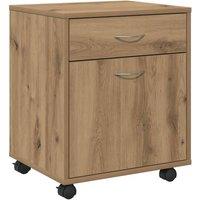 Berkfield Home Rolling Cabinet Artisan Oak 45x38x54 cm Engineered Wood in Brown | Size: 45 x 38 x 54 cm