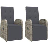 Berkfield Home Reclining Garden Chairs with Cushions 2 pcs Grey Poly Rattan