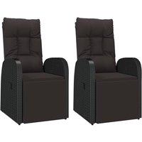 Berkfield Home Reclining Garden Chairs with Cushions 2 pcs Black Poly Rattan