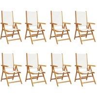 Berkfield Home Reclining Garden Chairs 8 pcs Cream White Fabric & Solid Wood