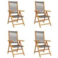 Berkfield Home Reclining Garden Chairs 4 pcs Grey Solid Wood Acacia