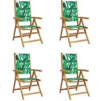 Berkfield Home Reclining Garden Chairs 4 pcs Green Fabric & Solid Wood