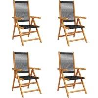 Berkfield Home Reclining Garden Chairs 4 pcs Black Solid Wood Acacia