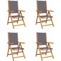 Berkfield Home Reclining Garden Chairs 4 pcs Anthracite Fabric & Solid Wood