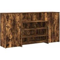 Berkfield Home Reception Desk Smoked Oak 200x50x103.5 cm Engineered Wood in Brown