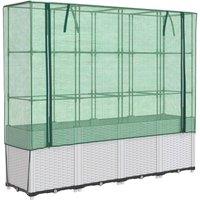 Berkfield Home Raised Bed with Greenhouse Cover Rattan Look 160x40x153 cm in White | Size: 160 x 40 x 153 cm