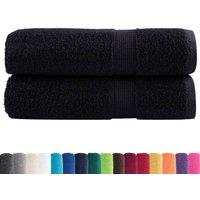 Berkfield Home Premium Hand Towels SOLUND 2 pcs Black 50x100 cm 600 gsm