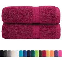 Berkfield Home Premium Guest Towels SOLUND 2pcs Bordeaux 30x50cm 600gsm in Red