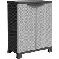 Berkfield Home Plastic Cabinet 68x39x92 cm Rattan Design in Grey | Size: 68 x 39 x 92 cm