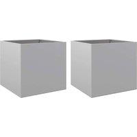 Berkfield Home Planters 2 pcs Silver 42x40x39 cm Galvanised Steel | Size: 42 x 40 x 39 cm