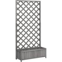 Berkfield Home Planter with Trellis Grey Solid Wood Fir