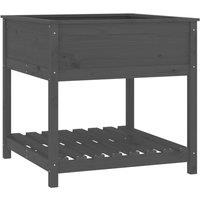 Berkfield Home Planter with Shelf Grey 82.5x82.5x81 cm Solid Wood Pine