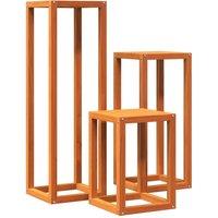 Berkfield Home Plant Stands 3 pcs Wax Brown Solid Wood Pine