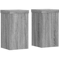 Berkfield Home Plant Stands 2 pcs Grey Sonoma 10x10x18 cm Engineered Wood | Size: 10 x 10 x 18 cm