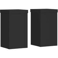 Berkfield Home Plant Stands 2 pcs Black 10x10x18 cm Engineered Wood | Size: 10 x 10 x 18 cm