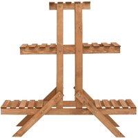 Berkfield Home Plant Stand 83x25x83 cm Firwood in Brown | Size: 83 x 25 x 83 cm