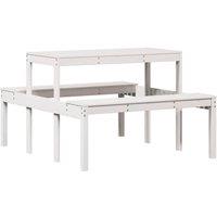 Berkfield Home Picnic Table White 110x134x75 cm Solid Wood Pine | Size: 110 x 134 x 75 cm