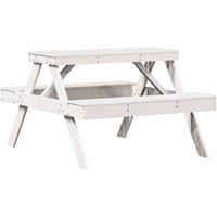 Berkfield Home Picnic Table White 105x134x75 cm Solid Wood Pine | Size: 105 x 134 x 75 cm