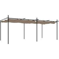 Berkfield Home Pergola with Retractable Roof Taupe 589x292x230 cm in Beige | Size: 589 x 292 x 230 cm