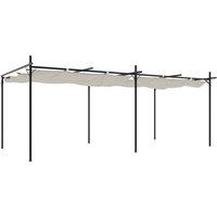 Berkfield Home Pergola with Retractable Roof Cream 589x292x230 cm in Beige | Size: 589 x 292 x 230 cm