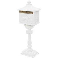 Berkfield Home Pedestal Letterbox Aluminium Vintage Style Rustproof White