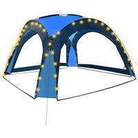 Berkfield Home Party Tent with LED & 4 Sidewalls 3.6x3.6x2.3 m Blue