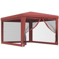 Berkfield Home Party Tent with 4 Mesh Sidewalls Red 3x4 m HDPE