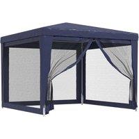 Berkfield Home Party Tent with 4 Mesh Sidewalls Blue 3x3 m HDPE