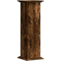 Berkfield Home Plant Stand Smoked Oak 33x33x100 cm Engineered Wood in Brown | Size: 33 x 33 x 100 cm