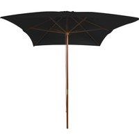 Berkfield Home Outdoor Parasol with Wooden Pole Black 200x300 cm