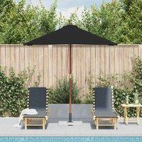 Berkfield Home Outdoor Parasol with Wooden Pole Black 150x200 cm