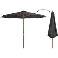 Berkfield Home Outdoor Parasol with Wooden Pole 350 cm Anthracite in Black
