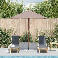 Berkfield Home Outdoor Parasol with Wooden Pole 150x200 cm Taupe in Beige