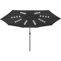 Berkfield Home Outdoor Parasol with LED Lights & Metal Pole 400 cm Black