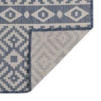 Berkfield Home Outdoor Flatweave Rug 160x230 cm Blue Stripes | Size: 100 cm diameter