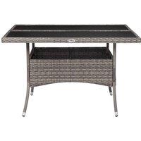 Berkfield Home Outdoor Dining Table Grey Poly Rattan & Glass