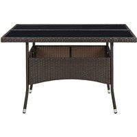 Berkfield Home Outdoor Dining Table Brown Poly Rattan & Glass