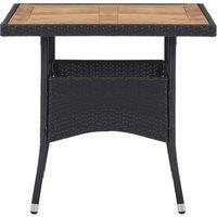 Berkfield Home Outdoor Dining Table Black Poly Rattan & Solid Acacia Wood