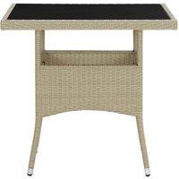 Berkfield Home Outdoor Dining Table Beige Poly Rattan & Glass
