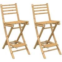 Berkfield Home Outdoor Bar Stools with Footrests 2 pcs Foldable Bamboo in Brown