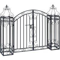 Berkfield Home Ornamental Garden Gate Wrought Iron 122x20.5x100 cm in Black